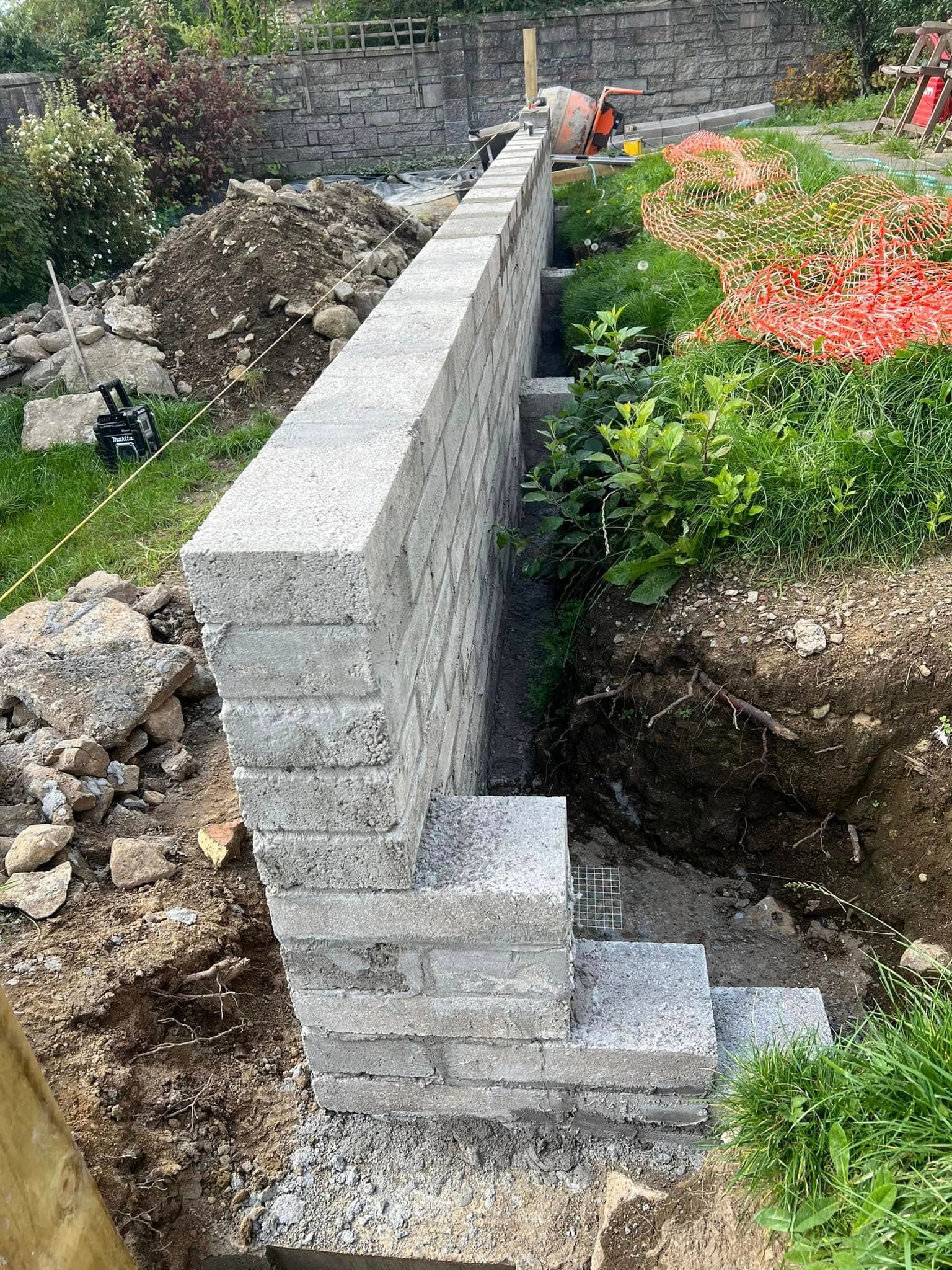 Blockwork and brickwork groundworks