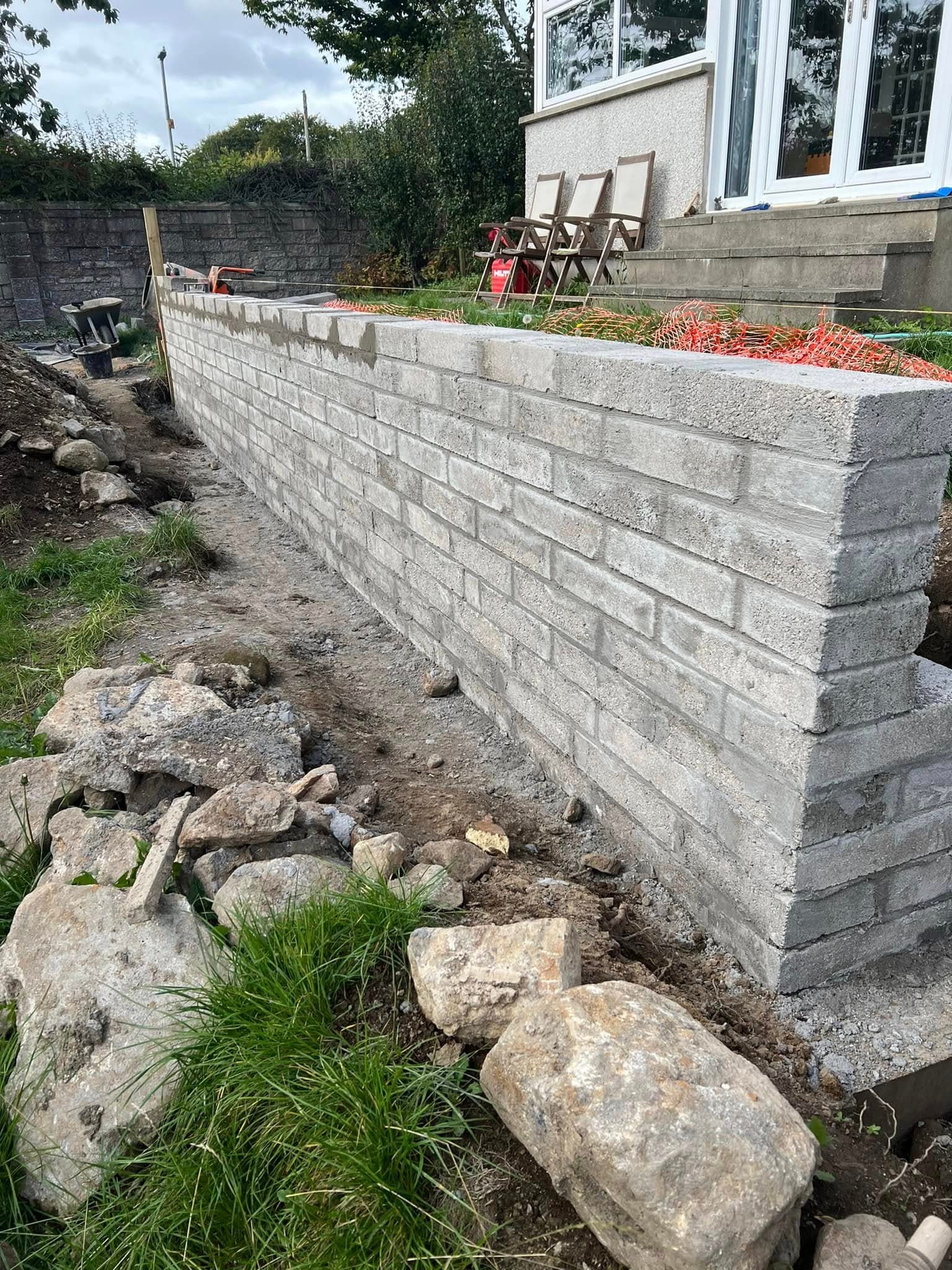 Blockwork and brickwork groundworks