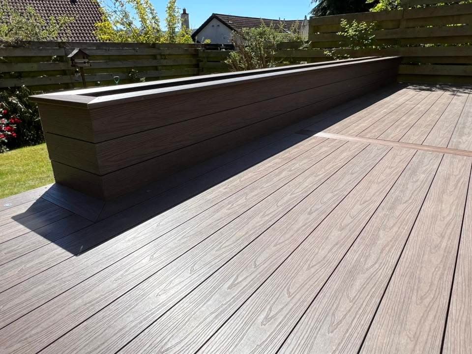 Raised decking with integrated planters