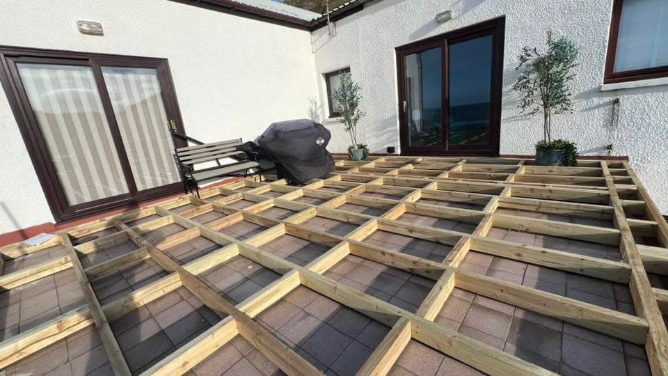 Raised decking with integrated planters